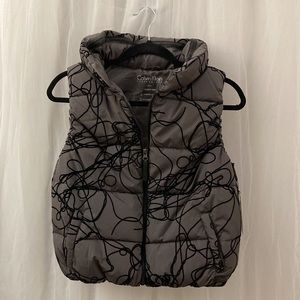 NWT Calvin Klein Performance grey and black abstract puffer vest - size small